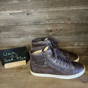 Womens Ugg Blaney High Top Chocolate Brown Leather Sneakers Shoes Size 9.5 M GUC